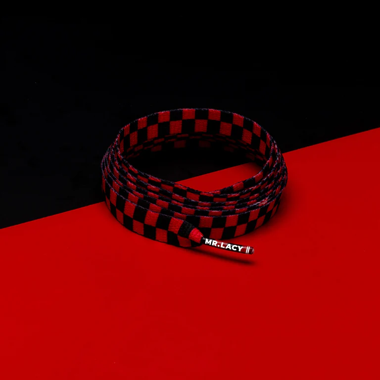 Sireturi Mr. Lacy PRINTIES 130CM CHECKERED RED/BLACK [1]