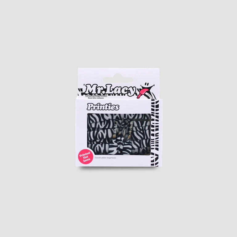 Sireturi Mr. Lacy PRINTIES 130CM Zebra Black/White [2]
