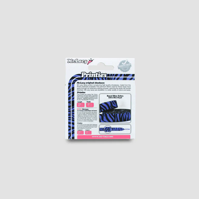 Sireturi Mr. Lacy PRINTIES 130CM Zebra Royal Blue [4]
