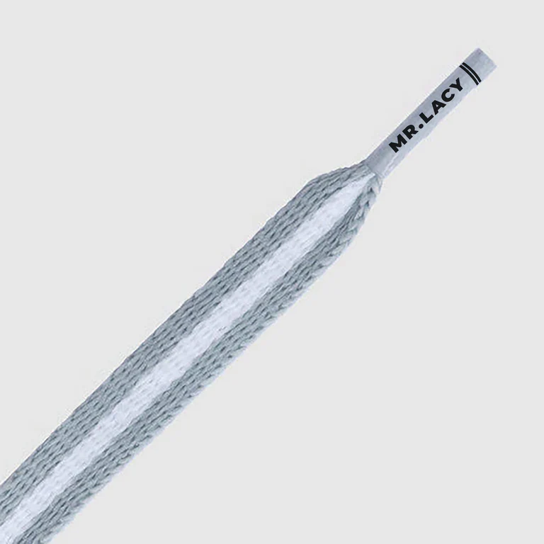 Sireturi Mr. Lacy STRIPIES 130CM Grey White [2]