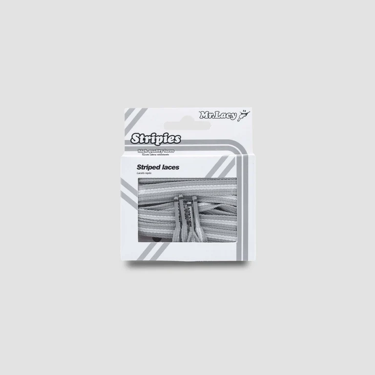 Sireturi Mr. Lacy STRIPIES 130CM Grey White [3]