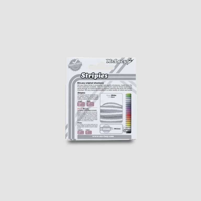 Sireturi Mr. Lacy STRIPIES 130CM Grey White [4]
