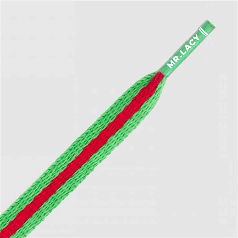 Sireturi Mr. Lacy STRIPIES 130CM Kelly Green/Red [2]