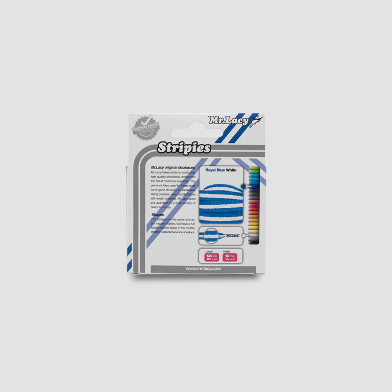 Sireturi Mr. Lacy STRIPIES 130CM Royal Blue/White [4]