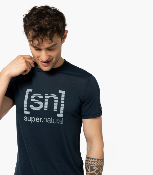 Tricou barbati cu merino SN-SUPERNATURAL - M GRID LOGO - Blueberry/Vapor Grey [2]