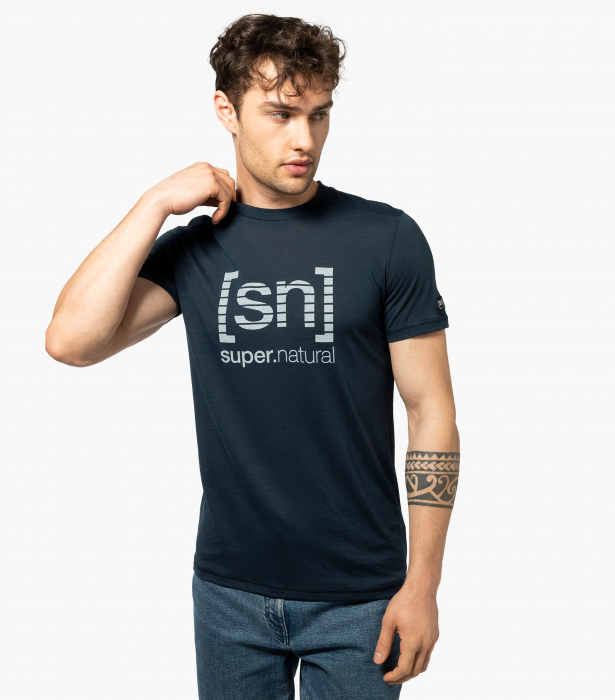 Tricou barbati cu merino SN-SUPERNATURAL - M GRID LOGO - Blueberry/Vapor Grey [3]