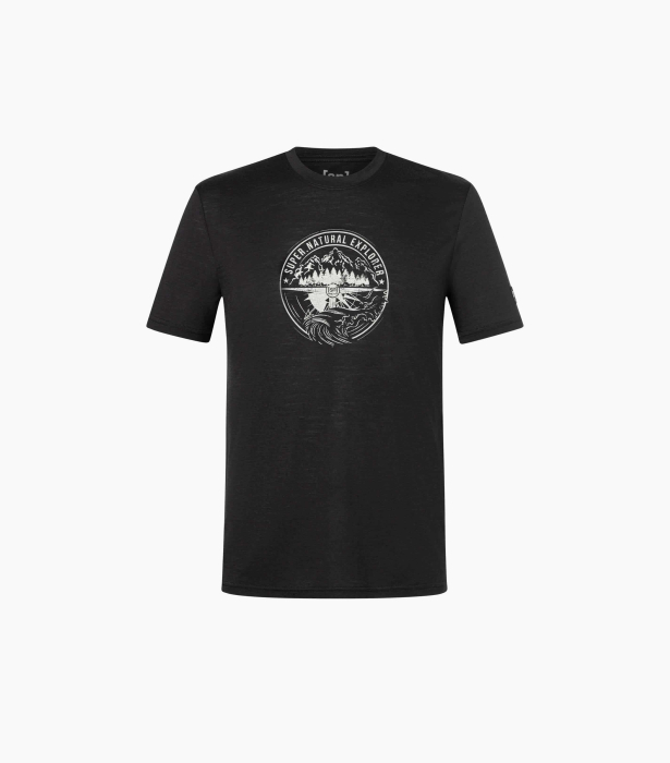 Tricou barbati cu merino SN-SUPERNATURAL - M EXPLORING TEE - Jet Black/Feather Grey [2]