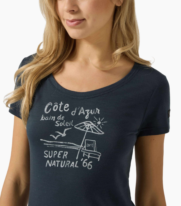 Tricou dama cu merino SN-SUPERNATURAL - W COTE D AZUR TEE - Blueberry/White Stone [4]