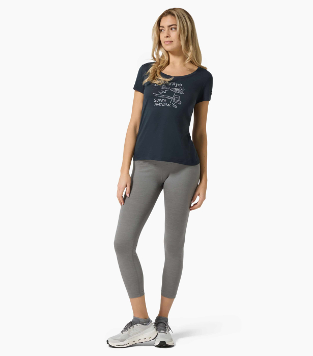 Tricou dama cu merino SN-SUPERNATURAL - W COTE D AZUR TEE - Blueberry/White Stone [3]