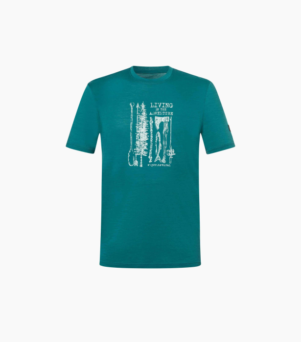 Tricou barbati cu merino SN-SUPERNATURAL -M FISHING ADVENTURE TEE - Pacific/White Stone [2]