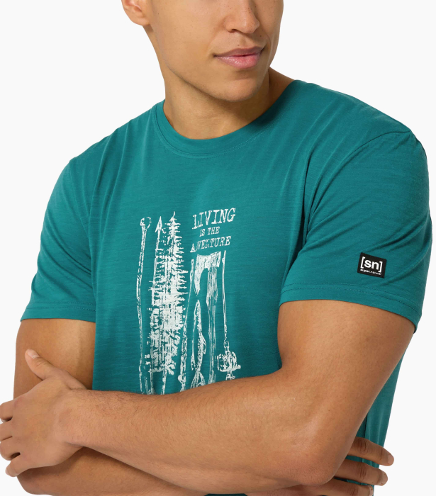 Tricou barbati cu merino SN-SUPERNATURAL -M FISHING ADVENTURE TEE - Pacific/White Stone [3]