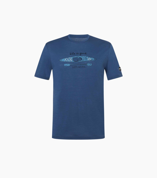 Tricou barbati cu merino SN-SUPERNATURAL M RIVER PLEASURE TEE - Ocean Blue/Various [2]