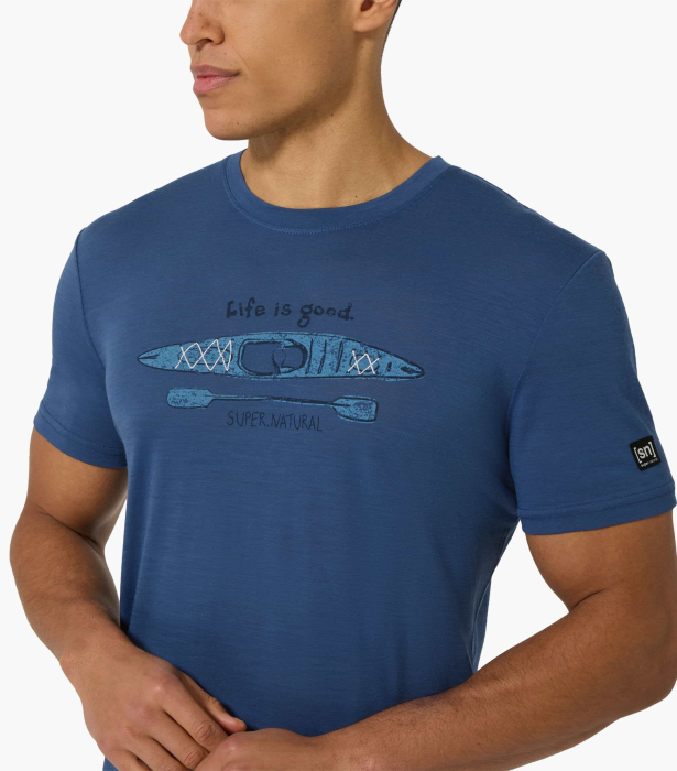 Tricou barbati cu merino SN-SUPERNATURAL M RIVER PLEASURE TEE - Ocean Blue/Various [3]