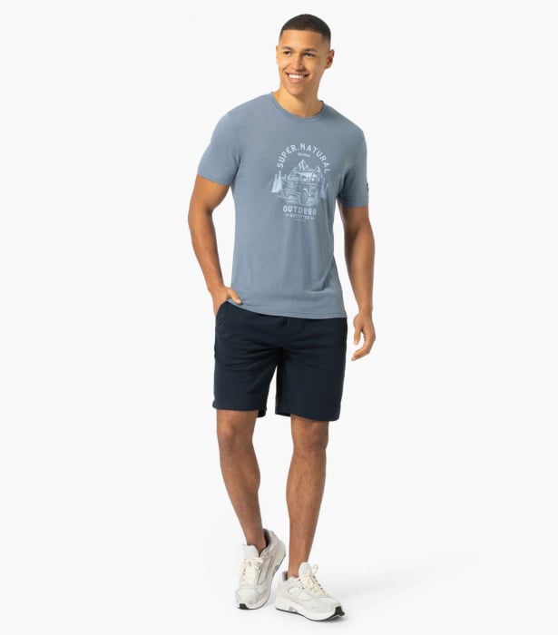 Tricou barbati cu merino SN-SUPERNATURAL - M LANDI - Flint Stone/Heather Blue [4]