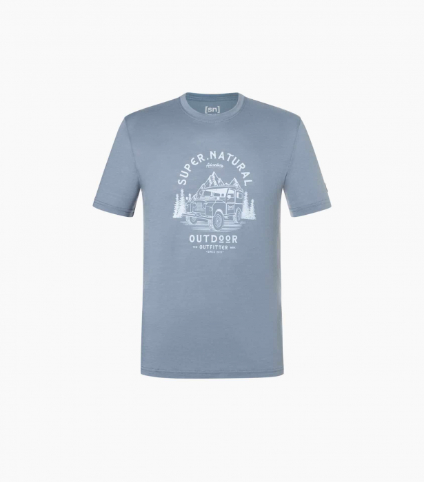 Tricou barbati cu merino SN-SUPERNATURAL - M LANDI - Flint Stone/Heather Blue [2]