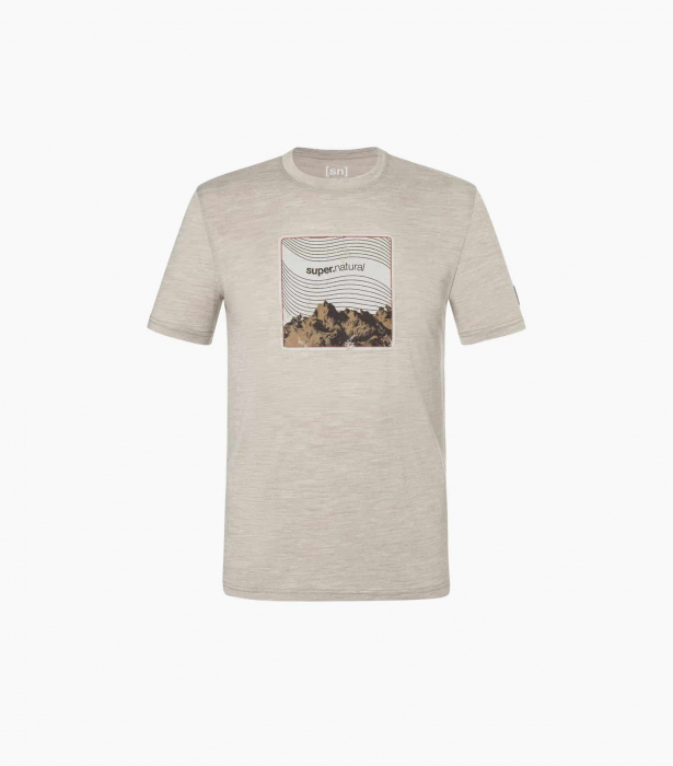Tricou barbati cu merino SN-SUPERNATURAL - M MOUNTAIN VIBES - Vintage Khaki Melange/Various [4]