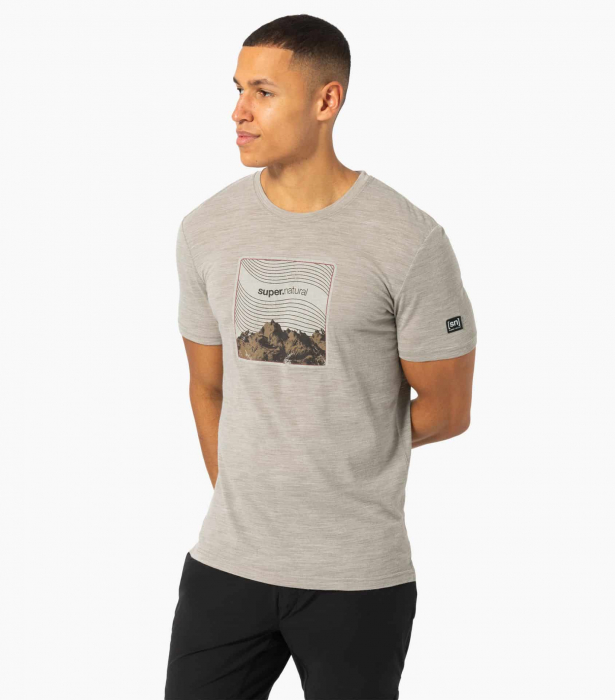 Tricou barbati cu merino SN-SUPERNATURAL - M MOUNTAIN VIBES - Vintage Khaki Melange/Various [2]