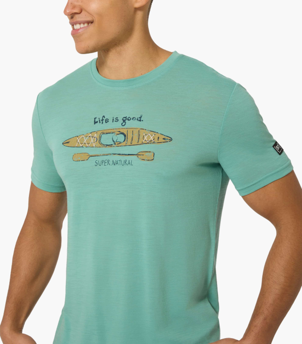 Tricou barbati cu merino SN-SUPERNATURAL M RIVER PLEASURE TEE - Lagoon Green/Various [4]