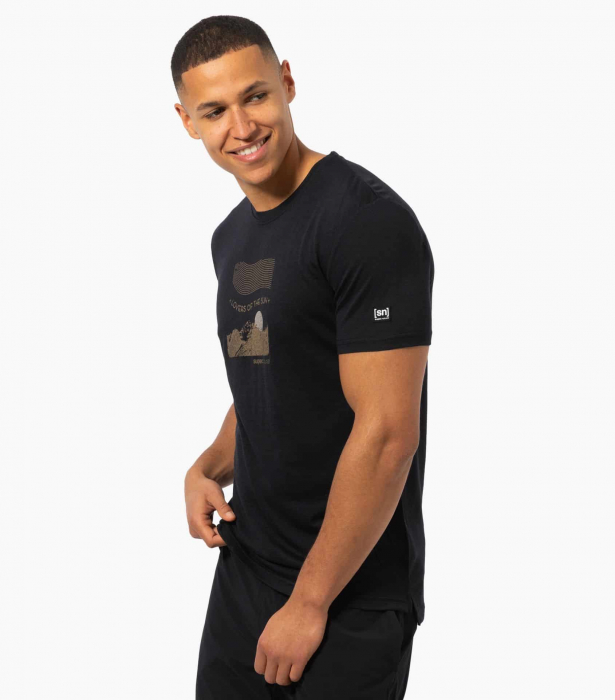 Tricou barbati cu merino SN-SUPERNATURAL - M SUN LOVERS - Jet Black/Kangaroo/Vintage Khaki Melange [2]
