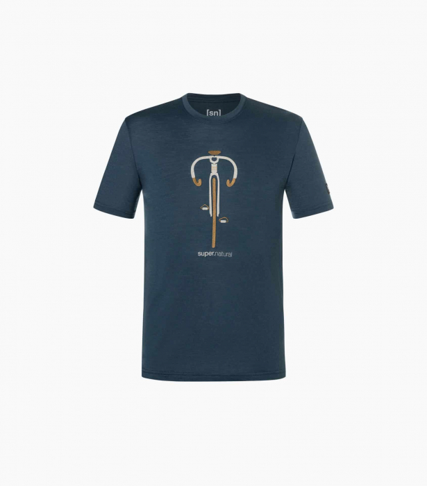 Tricou barbati cu merino SN-SUPERNATURAL - M VINTAGE BIKE - Blueberry/Vintage Khaki Melange/Kangaroo [3]