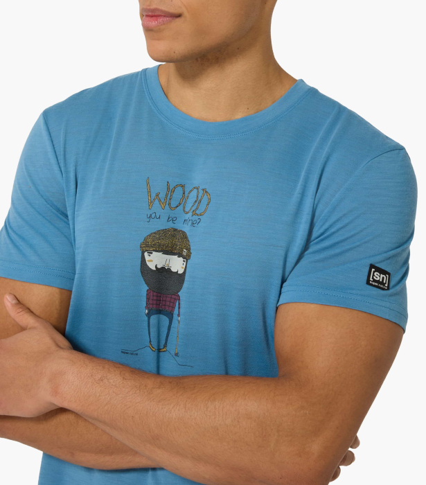 Tricou barbati cu merino SN-SUPERNATURAL M WOOD CRAFTI TEE - Blue Heaven/Various [2]
