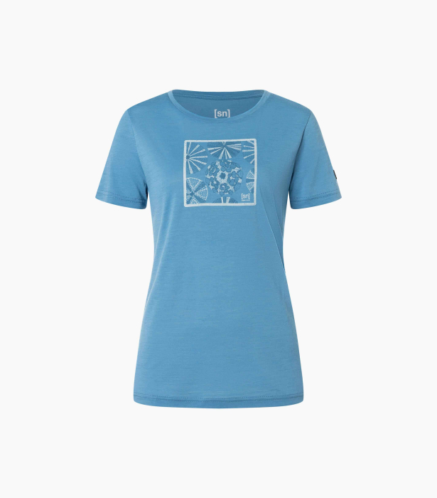 Tricou dama cu merino SN-SUPERNATURAL - W SEA URCHIN TEE - Blue Heaven/Blue Heaven/White Stone [2]