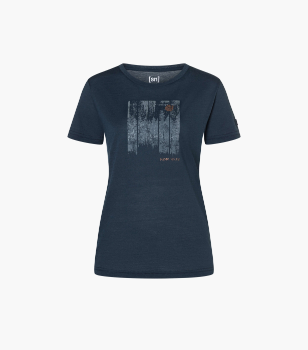 Tricou dama cu merino SN-SUPERNATURAL - W WONDER WALD TEE - Blueberry/Various [2]