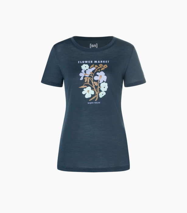 Tricou dama merino SN-SUPERNATURAL - W FLOWER MARKET - Blueberry/Various [3]