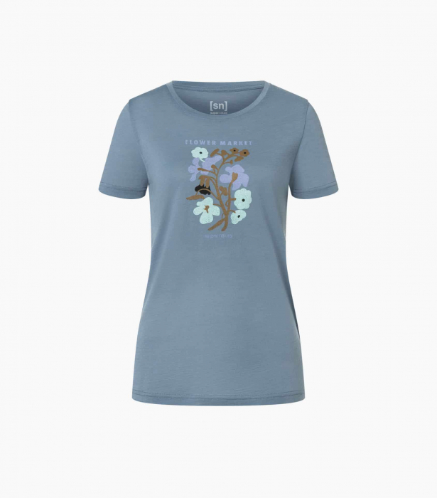 Tricou dama merino SN-SUPERNATURAL - W FLOWER MARKET - Flint Stone/Various [2]