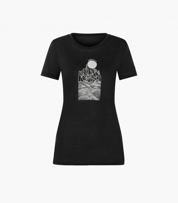 Tricou dama merino SN-SUPERNATURAL - W PREIKESTOLEN CLIFFS - Jet Black/Feather Grey/Silver [4]