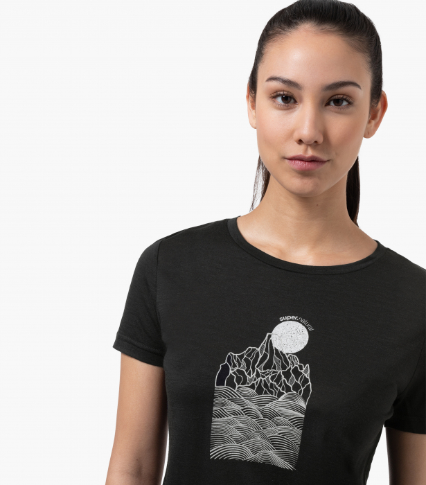 Tricou dama merino SN-SUPERNATURAL - W PREIKESTOLEN CLIFFS - Jet Black/Feather Grey/Silver [2]