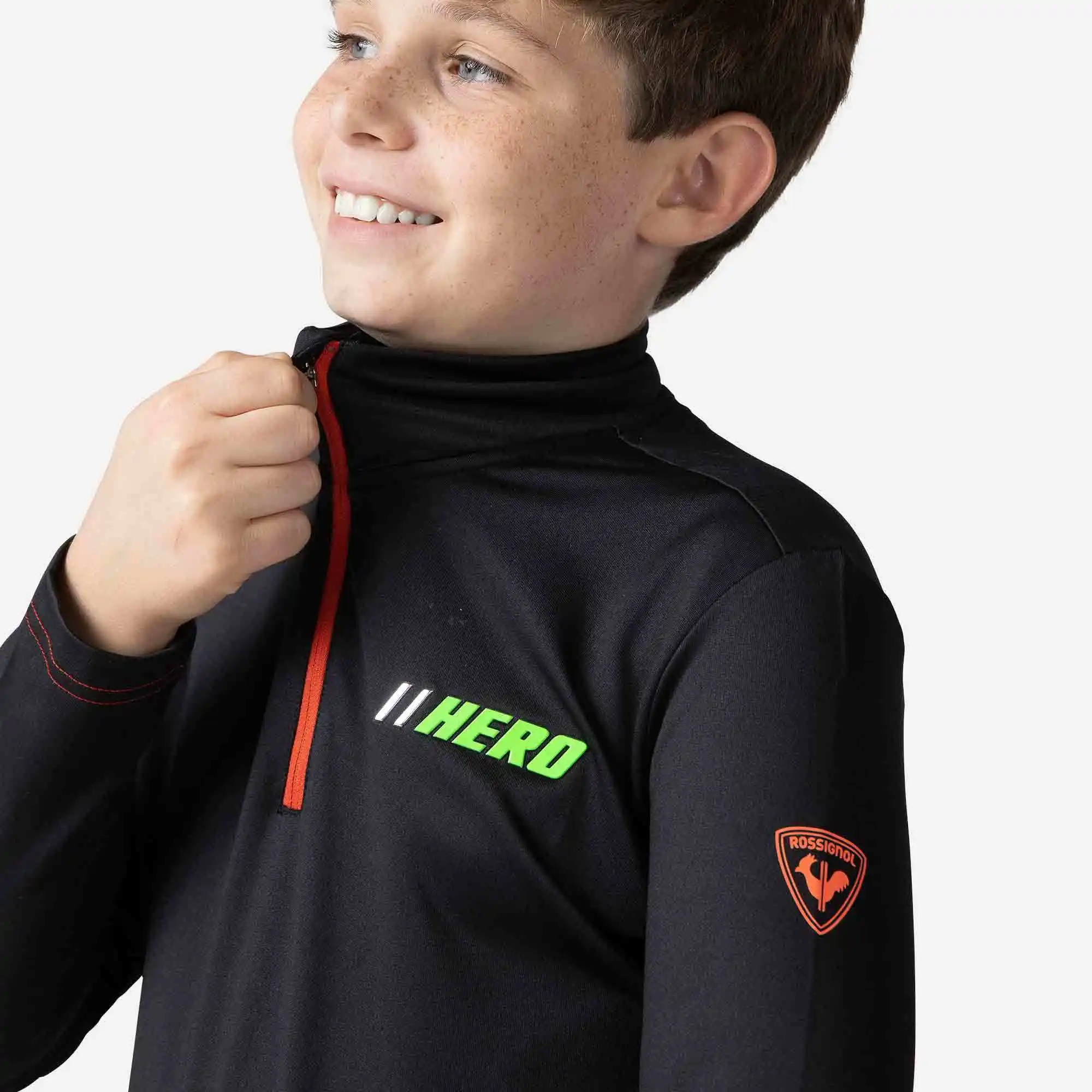 Bluza copii Rossignol BOY HERO 1/2 ZIP WARM Stretch Black [1]