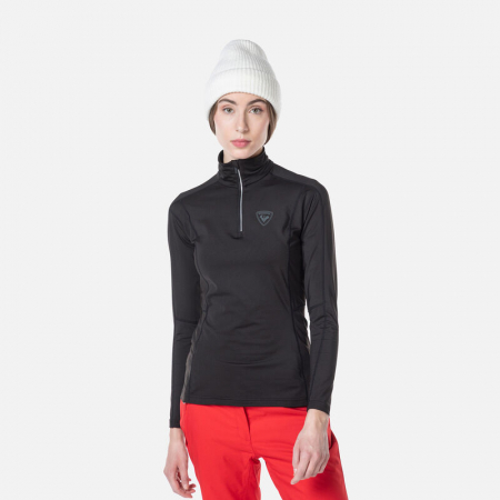 Mid Layere - Bluza dama Rossignol W CLASSIQUE 1/2 ZIP Negru