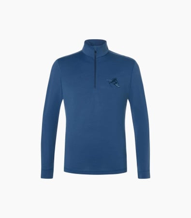 First Layere - Bluza de corp barbati SN Super.Natural M TUNDRA175 LS TONI ZIP 1/4 Ocean Blue/Blueberry/Feather Grey