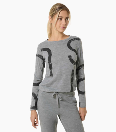 Bluza dama SN Super.NaturalW CAPITAL LOGO LS Cashmere Grey Melange/Jet Black [2]