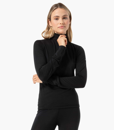 First Layere - Bluza de corp dama SN Super.Natural W TUNDRA175 ZIP 1/4 JET BLACK