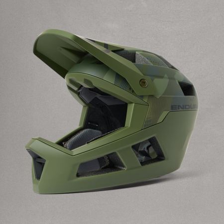 Accesorii si protectii bicicleta - Casca de bicicleta pentru copii Endura SINGLETRACK FULL FACE - OLIVE GREEN.