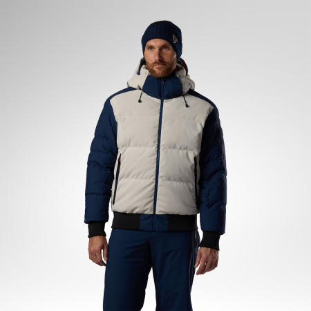 Geci schi si snowboard - Geaca schi barbati Rossignol - M Resort Corduroy down bomber - Silver cloud/dark navy