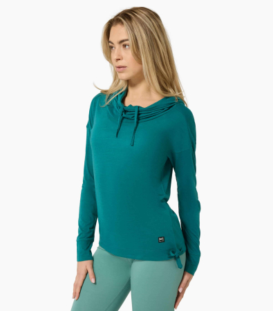 Hanorace - Hanorac dama cu merino SN-SUPERNATURAL - W FUNNEL HOODIE Pacific