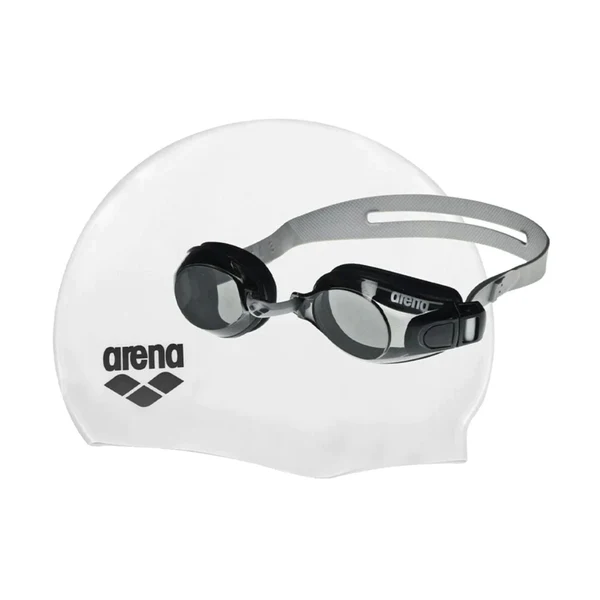 Produse pentru bazin ARENA - Set Casca cu Ochelari de inot copii POOL JR SET SILVER/WHITE/BLACK