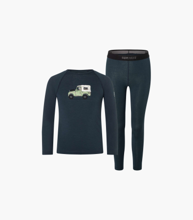 Base layere - Set bluza cu pantaloni pentru copii SN Super.Natural K TUNDRA175 DOG EXCURSION BLUEBERRY/VARIOUS