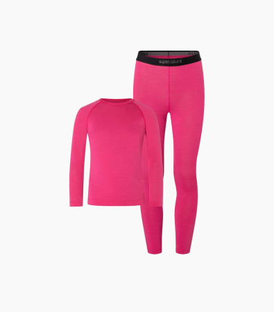 Base layere - Set bluza cu pantaloni pentru copii SN Super.Natural K TUNDRA175 BASE SET PINKY ROSE