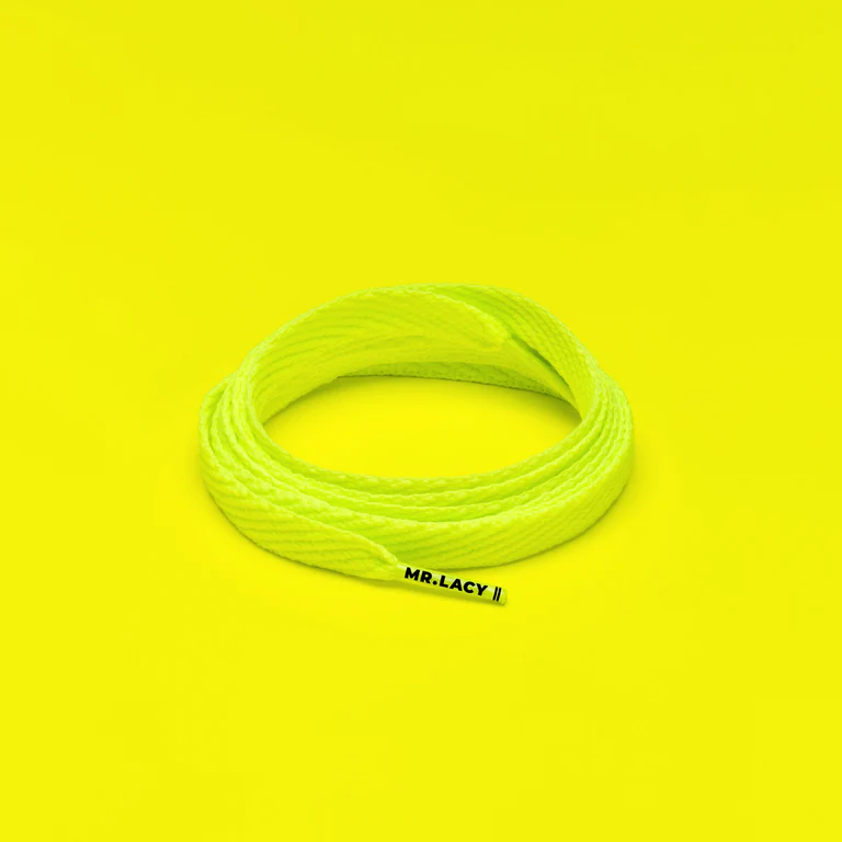 Sireturi Mr. Lacy - Sireturi Mr. Lacy FLATTIES Neon Lime Yellow 130CM