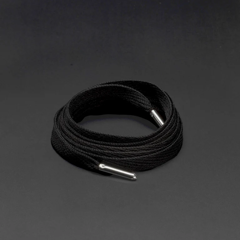 Sireturi Mr. Lacy - Sireturi Mr. Lacy FLATTIES METAL TIPS Black /Silver 130CM