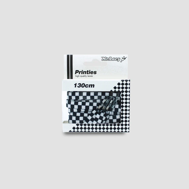 Sireturi Mr. Lacy PRINTIES 130CM CHECKERED BLACK/WHITE [2]