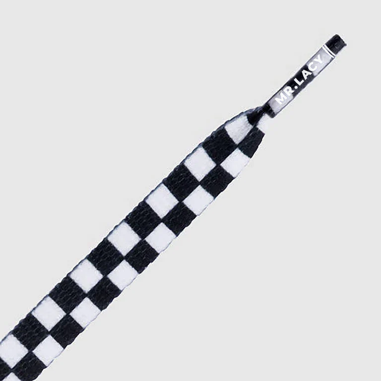 Sireturi Mr. Lacy PRINTIES 130CM CHECKERED BLACK/WHITE [1]
