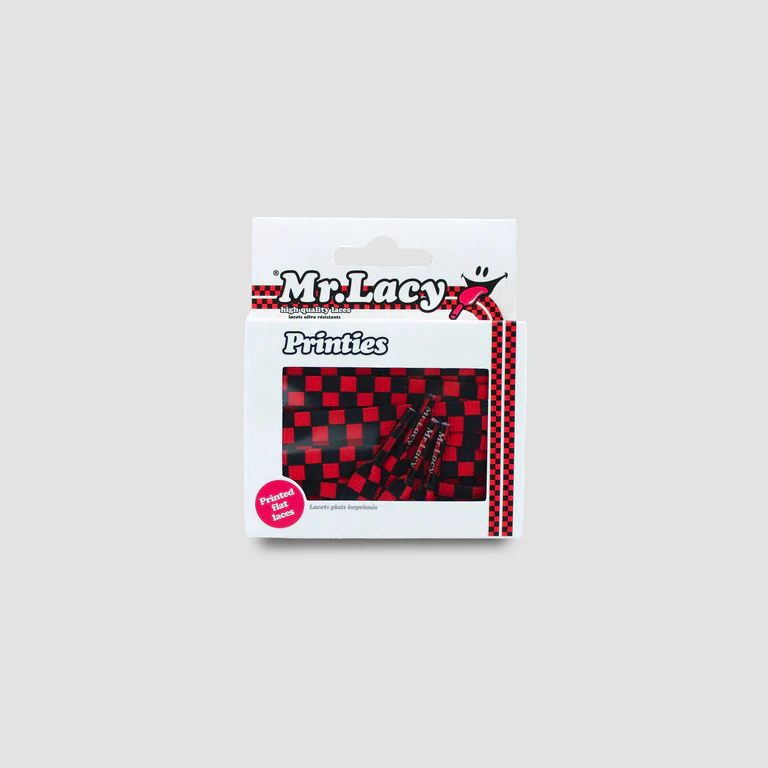 Sireturi Mr. Lacy PRINTIES 130CM CHECKERED RED/BLACK [1]