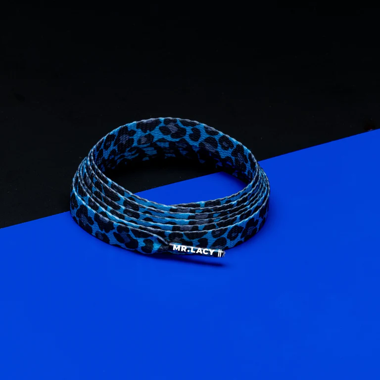 Sireturi Mr. Lacy - Sireturi Mr. Lacy PRINTIES 130CM Leopard Royal Blue
