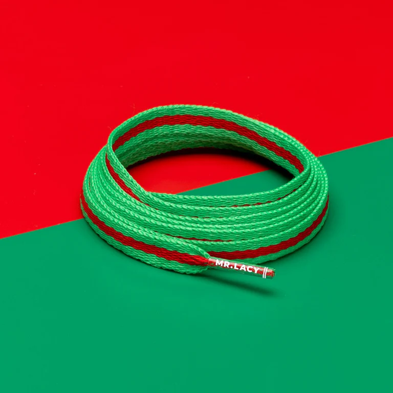 Sireturi Mr. Lacy - Sireturi Mr. Lacy STRIPIES 130CM Kelly Green/Red