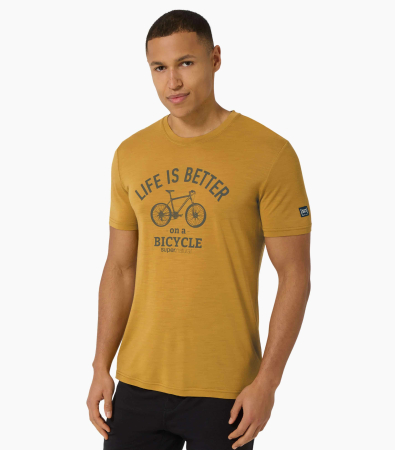 Tricouri - Tricou barbati cu merino SN-SUPERNATURAL - M BETTER BIKE TEE - Dried Tobacco/Cashmere Grey Melange